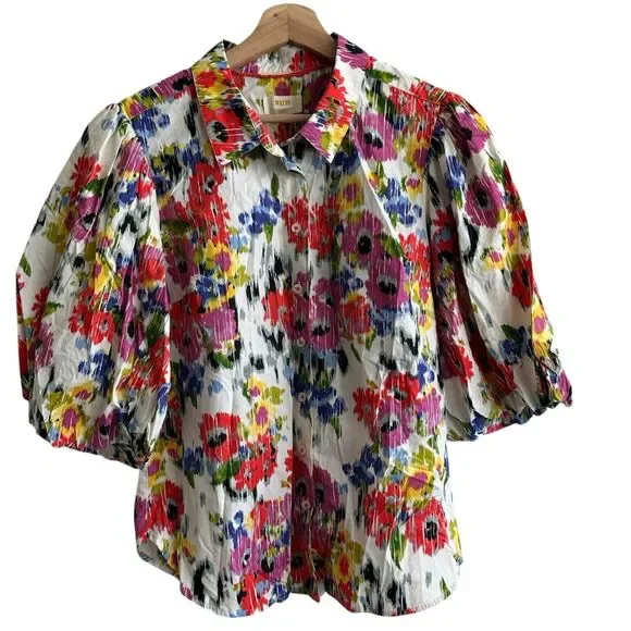 Anthropologie Maeve Rachel Floral Puff Sleeve Button Down  PL - Picture 2 of 9